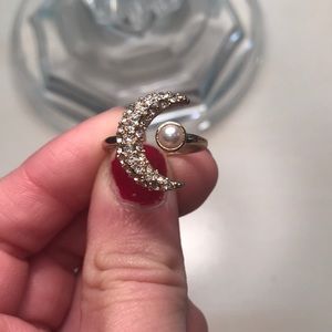 Gold adjustable moon ring